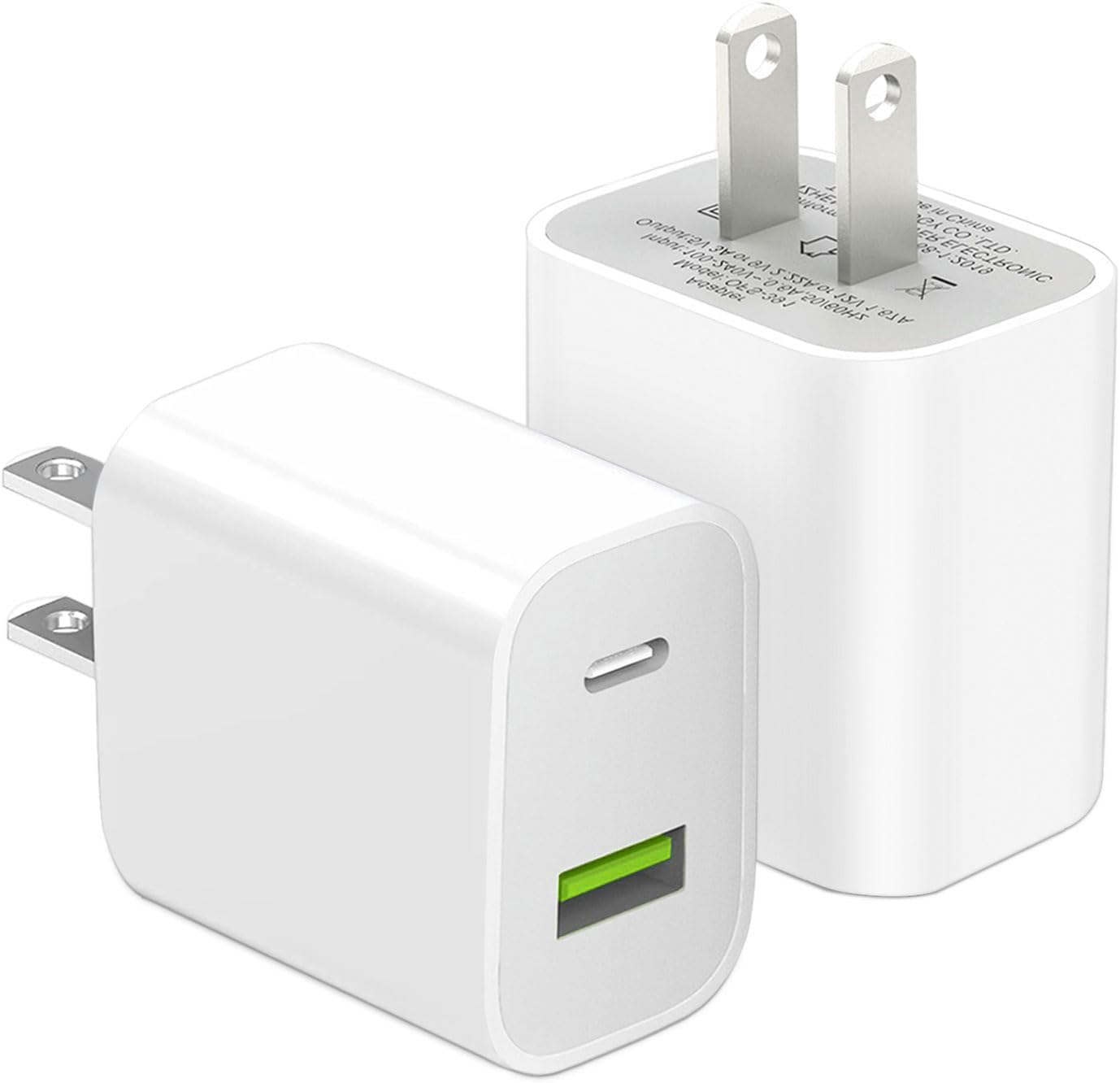 2 Pack USB C Charger Block, Dual Port Type C 2 Pack USB C Charger Block, Dual Port Type C Wall Charger Fast Charging 20W Power Adapter Cube for iPhone 14/14 Pro/14 Pro Max/14 Plus/13/12/11, XS/XR/X, iPad, Samsung, More