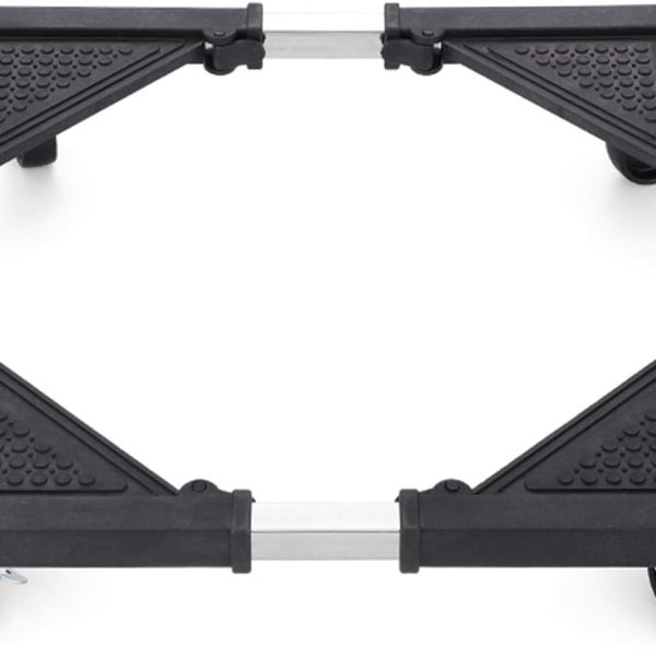 Mini Fridge Stand with 4 Locking Wheels 16.9"-25.6" Adjustable Dolly Base for Furniture Portable Refrigerator Stand（Black）