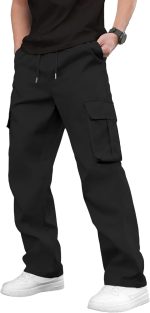 PLEPAN Men's Casual Cargo Pants Drawstring Hiking Pants Workout Tactical Joggers Sweatpants for Men - Image 2