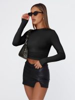 Trendy Queen Womens Long Sleeve T Shirts Fall Fashion 2025 Basic Crop Tops Going Out Outfits Y2k Clothes - Image 5