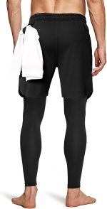 Aolesy Men's 2 in 1 Running Pants, Gym Workout Compression Pants for Men Training Athletic - Image 3