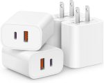 [4 Pack] USB C Charger Block Fast Charging Multiport Adpater [PD 20W USB-C & QC 3.0 USB-A Port] for i Phone 17/16/15/14/13/12/11/X/8, i Pad, Galaxy, Google, Galaxy & More