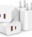 [4 Pack] USB C Charger Block Fast Charging Multiport Adpater [PD 20W USB-C & QC 3.0 USB-A Port] for i Phone 17/16/15/14/13/12/11/X/8, i Pad, Galaxy, Google, Galaxy & More