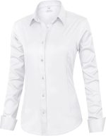 siliteelon Womens Classic-Fit Dress Shirts Long Sleeve Button Down Wrinkle-Free Stretch Solid Casual Work Office Blouse Top