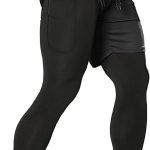 Aolesy Men's 2 in 1 Running Pants, Gym Workout Compression Pants for Men Training Athletic