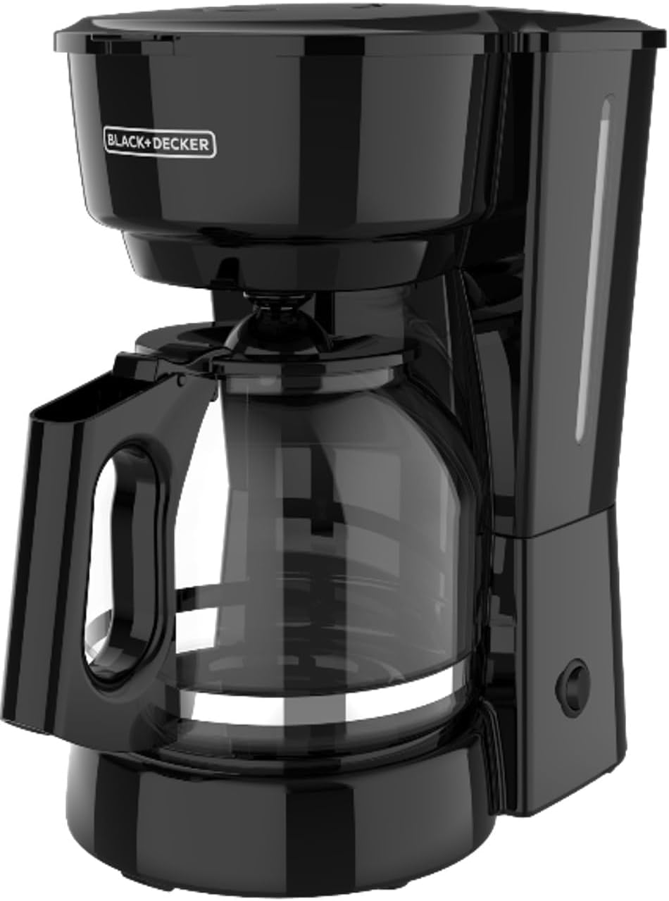 BLACK+DECKER 12-Cup Coffee Maker with Easy On/Off Switch, Easy Pour, BLACK+DECKER 12-Cup Coffee Maker with Easy On/Off Switch, Easy Pour, Non-Drip Carafe with Removable Filter Basket, Vortex Technology, Black
