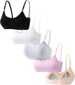 Big Girls' Adjustable Training Bra Cotton Bras Wireless Light Padded 10-16 Years