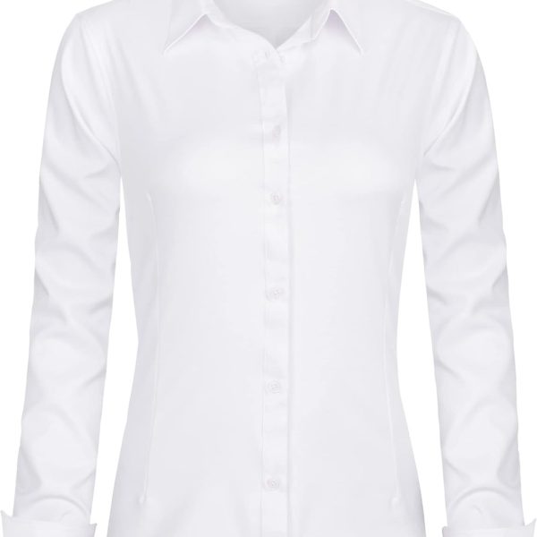 J.VER Womens Dress Shirts Long Sleeve Button Down Shirt Wrinkle-Free Business Casual Blouse Office Work Tops