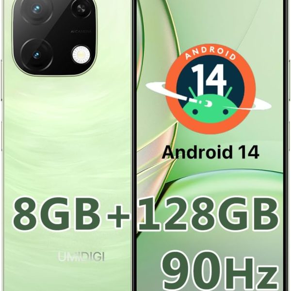 UMIDIGI G9T Unlocked Cell Phone, Dual 4G SIM, 4GB+128GB/1TB TF, Android 14 Smartphone, 6.75" HD+ 90Hz Display, 5000mAh Battery, 18W Fast Charging, 13MP Camera, GPS