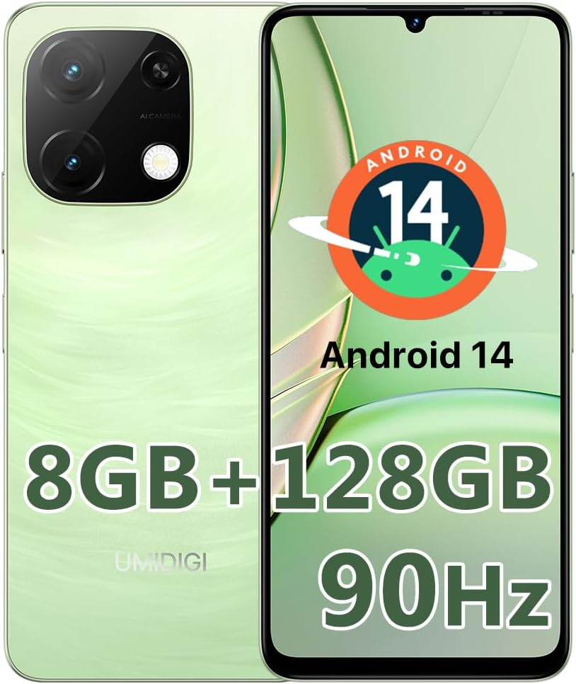 UMIDIGI G9T Unlocked Cell Phone, Dual 4G SIM, 4GB+128GB/1TB TF, UMIDIGI G9T Unlocked Cell Phone, Dual 4G SIM, 4GB+128GB/1TB TF, Android 14 Smartphone, 6.75" HD+ 90Hz Display, 5000mAh Battery, 18W Fast Charging, 13MP Camera, GPS