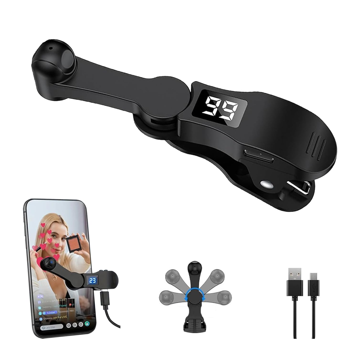 Aylthyo Auto Clicker for Smart Phone, Phone Screen Device Speed Aylthyo Auto Clicker for Smart Phone, Phone Screen Device Speed Clicker for iPhone iPad Apps, Fast Click Simulation Finger Continuous Click for Tiktok, Live Broadcasts Likes, Lightning Deal, Reward Task, Plug and Play(Black)