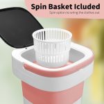 Portable Washing Machine, Mini 16L Foldable Washer and Dryer with 3 Modes Deep Cleaning, Upgraded Small Collapsible Laundry for Hotel, Apartment, Home and Travel - Pink - Image 3