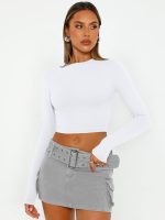 Trendy Queen Womens Long Sleeve Crop Tops Basic Slim Fitted Shirts Fashion 2025 Going Out Y2k Tops Teen Girl Clothes - Image 2