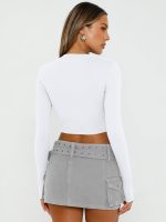Trendy Queen Womens Long Sleeve Crop Tops Basic Slim Fitted Shirts Fashion 2025 Going Out Y2k Tops Teen Girl Clothes - Image 4