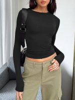 Trendy Queen Womens Long Sleeve T Shirts Fall Fashion 2025 Basic Crop Tops Going Out Outfits Y2k Clothes - Image 6