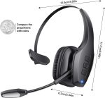 Trucker Bluetooth Headset, Wireless Headset with Mic, Bluetooth Headsets with Dual Noise Cancelling Microphone & Mute Button, 55Hrs Working Time PC Headsets for Cell Phones, Computer, Truck Driver - Image 9