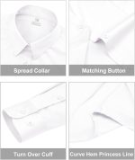siliteelon Womens Classic-Fit Dress Shirts Long Sleeve Button Down Wrinkle-Free Stretch Solid Casual Work Office Blouse Top - Image 2