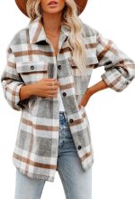 Beaully Women's Flannel Plaid Shacket 2025 Fall Outfits Long Sleeve Button Down Shirts Jacket Coats with Side Pockets