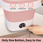 Portable Washing Machine, Mini 16L Foldable Washer and Dryer with 3 Modes Deep Cleaning, Upgraded Small Collapsible Laundry for Hotel, Apartment, Home and Travel - Pink - Image 5