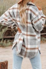 Beaully Women's Flannel Plaid Shacket 2025 Fall Outfits Long Sleeve Button Down Shirts Jacket Coats with Side Pockets - Image 2
