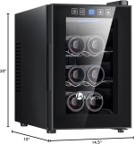 KingChii 6 Bottle Thermoelectric Wine Cooler Refrigerator Advanced Cooling Technology, Stainless Steel & Tempered Glass For Red Wine, Champagne for Home, Kitchen, or Office - Image 8
