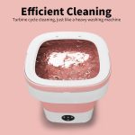 Portable Washing Machine, Mini 16L Foldable Washer and Dryer with 3 Modes Deep Cleaning, Upgraded Small Collapsible Laundry for Hotel, Apartment, Home and Travel - Pink - Image 7