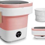 Portable Washing Machine, Mini 16L Foldable Washer and Dryer with 3 Modes Deep Cleaning, Upgraded Small Collapsible Laundry for Hotel, Apartment, Home and Travel - Pink
