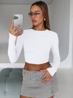 Trendy Queen Womens Long Sleeve Crop Tops Basic Slim Fitted Shirts Fashion 2025 Going Out Y2k Tops Teen Girl Clothes - Image 5