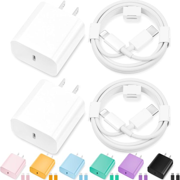 iPhone Charger Fast Charging,[MFi Certified] 2Pack 20W Type C Fast Charger Block with 6FT USB C to Lightning Cable Compatible for iPhone 14/13/12/11 Pro Max/Xs Max/XR/X,iPad（White）