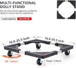 Mini Fridge Stand with 4 Locking Wheels 16.9"-25.6" Adjustable Dolly Base for Furniture Portable Refrigerator Stand（Black） - Image 2