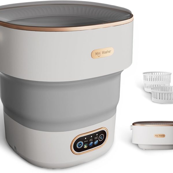 Mini Laundry Machine 16L — Foldable Portable Laundry Machine and Spinner for Baby Clothes, Underwear, Socks; Ideal for Travel, Dorms, Camping
