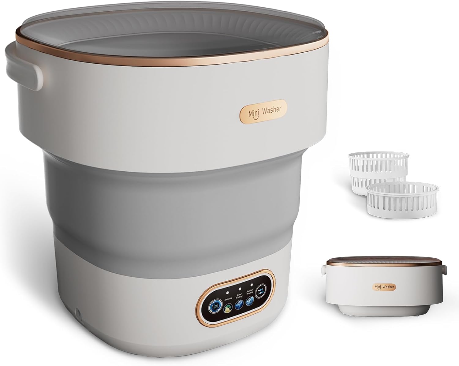 Mini Laundry Machine 16L — Foldable Portable Laundry Machine and Mini Laundry Machine 16L — Foldable Portable Laundry Machine and Spinner for Baby Clothes, Underwear, Socks; Ideal for Travel, Dorms, Camping