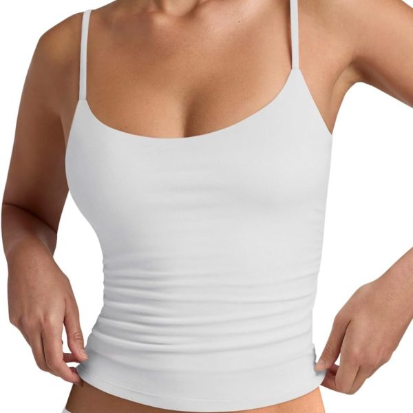 PINKMSTYLE Women's Basic Double Lined Scoop Neck Tank Tops Adjustable Cami Tank Summer Sleeveless Tops