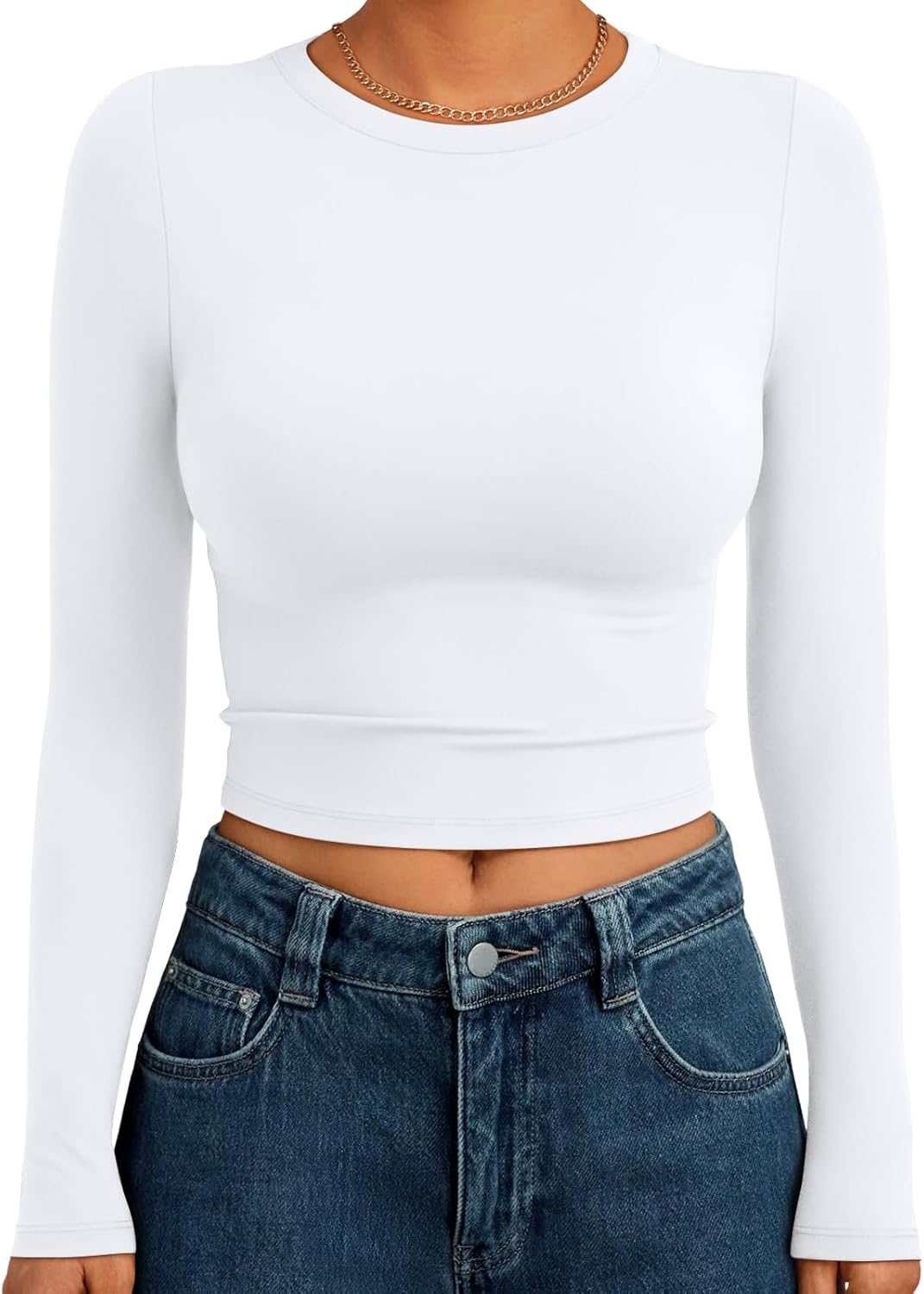 Trendy Queen Womens Long Sleeve Crop Tops Basic Slim Fitted Trendy Queen Womens Long Sleeve Crop Tops Basic Slim Fitted Shirts Fashion 2025 Going Out Y2k Tops Teen Girl Clothes