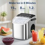 Portable Bullet Ice Maker Machine, One-Click Operation Ice Machine 34LBS/24Hr Production, 6-8 Minutes Quick Ice Making, 1.2L Water Tank, Silver - Image 3