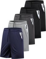 5 Pack Men's Athletic Gym Shorts with Pockets Quick Dry Activewear Workout Running Shorts for Men