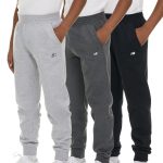 New Balance Boys Fleece Jogger 3 Pack – Kids Soft Cotton Blend Fleece Sweatpants with Pockets, Athletic Fit, Sizes 4-20