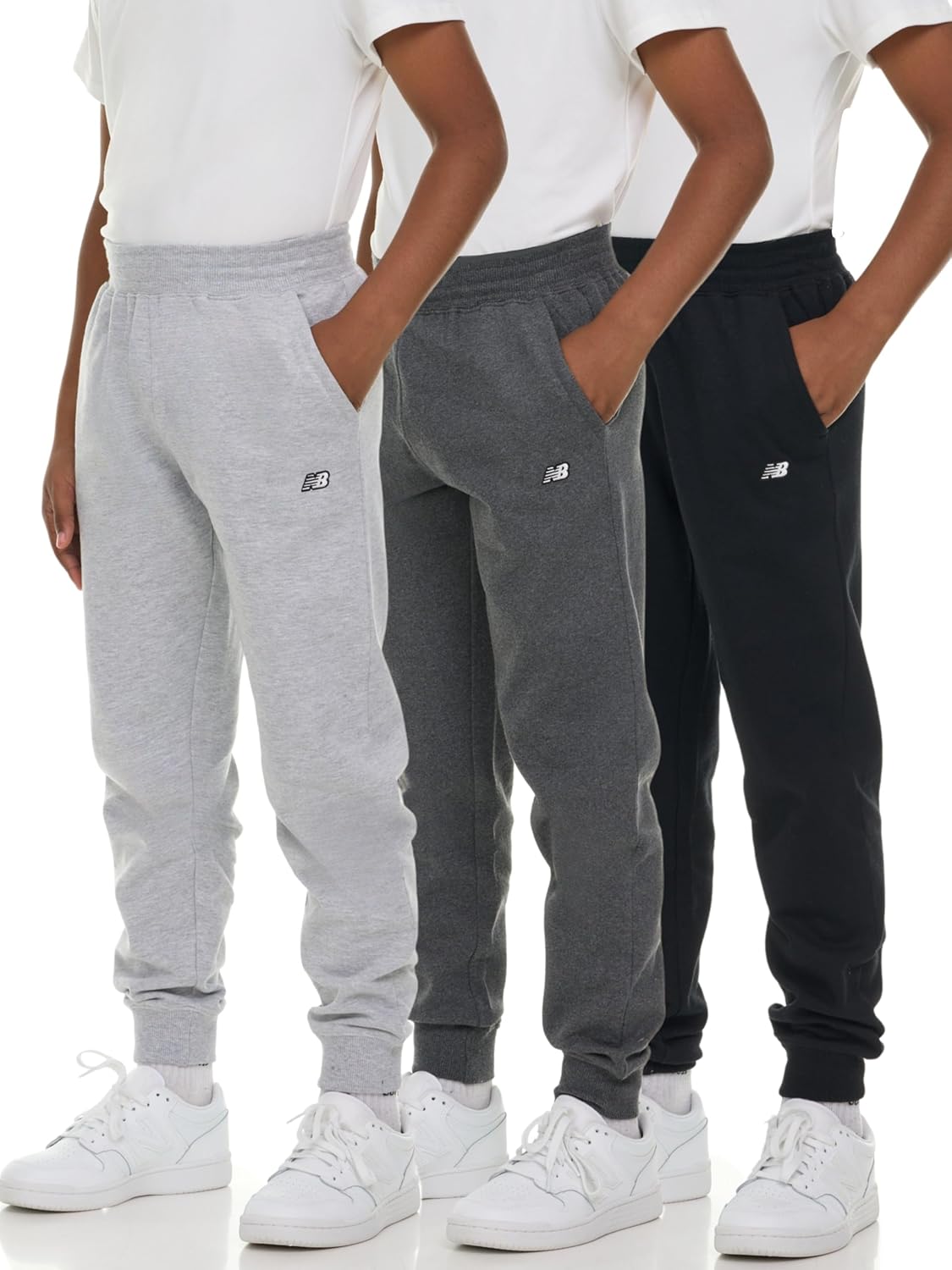 New Balance Boys Fleece Jogger 3 Pack – Kids Soft New Balance Boys Fleece Jogger 3 Pack – Kids Soft Cotton Blend Fleece Sweatpants with Pockets, Athletic Fit, Sizes 4-20