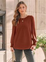 AUTOMET Long Sleeve Shirts Womens Pleated Business Casual Blouses with Smocked Cuffs - Image 2