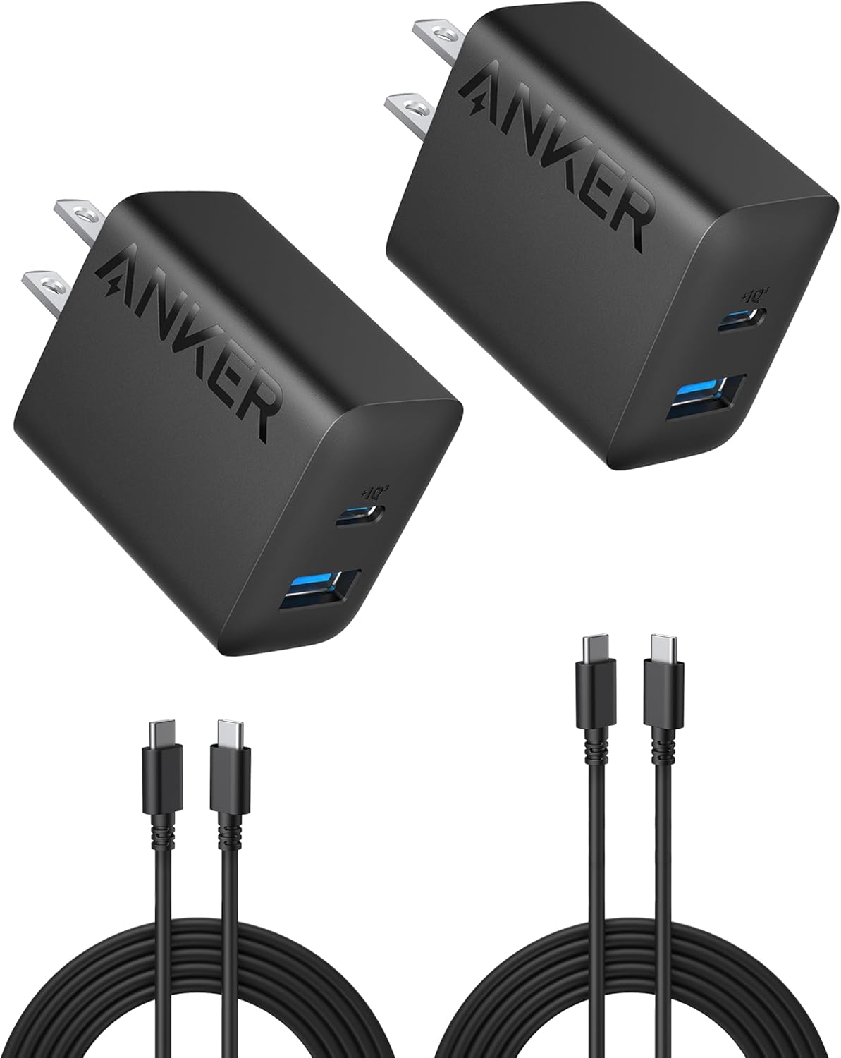Anker iPhone 17/16 Charger, 2-Pack 20W Fast USB C Charger Anker iPhone 17/16 Charger, 2-Pack 20W Fast USB C Charger Block, for iPhone 16/16 Pro Max/15 Series/iPad Pro and More (Black, 2 Pack & 2 Cable)