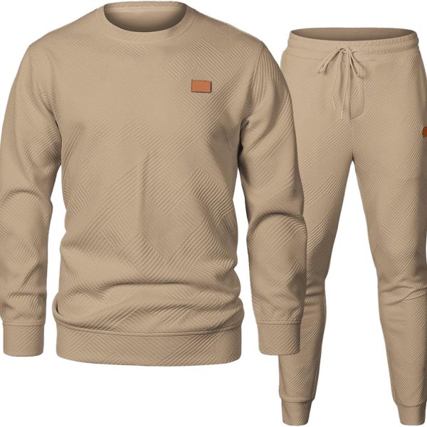 JMIERR Men's 2 Piece Outfits Knit Jacquard Pullover Sweatshirt Tracksuit & Joggers Sweatpants Sweatsuit Sets with Pockets