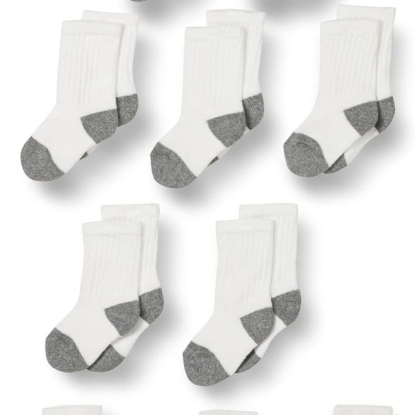 Amazon Essentials Unisex Kids and Toddlers' Cotton Crew Socks, 10 Pairs