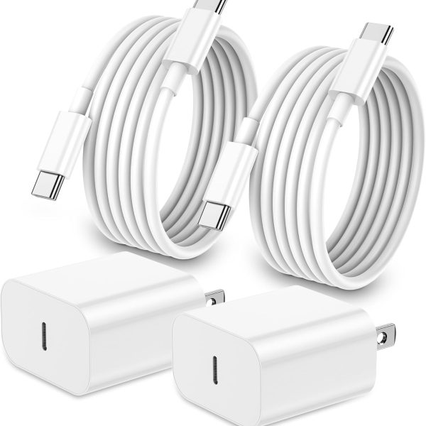 iPhone 17 16 15 Charger Fast Charging,2Pack 20W Apple iPad USB C Wall Chrager Block with 6FT USB C to C Cable for iPhone 17/Pro/Pro Max/17 Air/ 16/16 Pro/16 Pro Max/15/Plus/Pro/Pro Max
