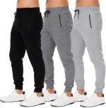 Sweatpants for Men 3 Pack Joggers - Men's Athletic Sweatpants Pockets & Zipper Active Workout Pants
