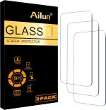 Ailun Screen Protector for iPhone 16 / iPhone 15 / iPhone 15 Pro [6.1 Inch] Display 3 Pack Tempered Glass, Dynamic Island Compatible, Case Friendly [Not for iPhone 16 Pro 6.3 Inch].