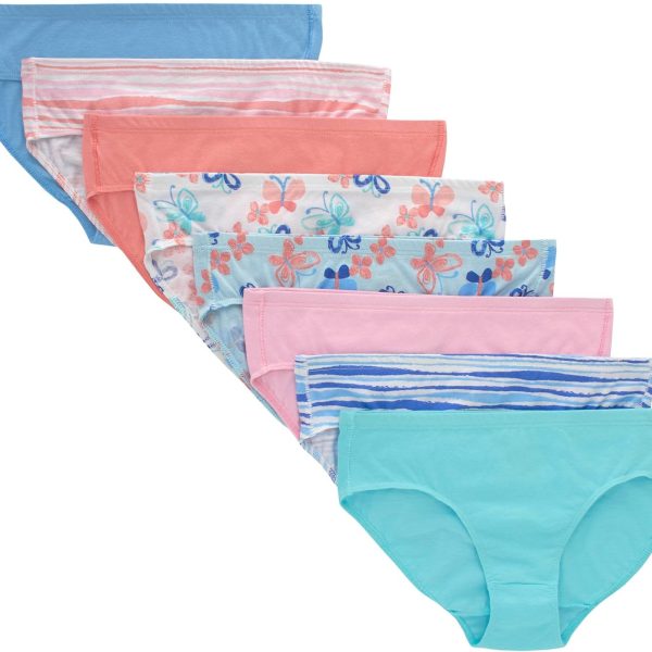 Hanes girls Organic Underwear, Brief & Hipster, Toddler & Girl Sizes, Pure Comfort Organic 100% Cotton Panties, 8-pack
