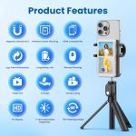 Vlog Selfie Monitor Screen iPhone, 4K 60fps Recording, Wireless Screen Mirroring with Remote Control, Magnetic Fixation, 180° Rotation, 3 Levels of Brightness, Compatible with iPhone & Android - Image 4