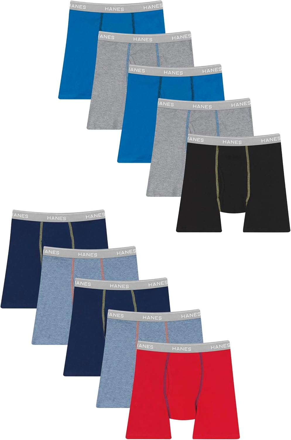 Hanes boys Hanes Boys' and Toddler Underwear, Comfort Flex Wb Hanes boys Hanes Boys' and Toddler Underwear, Comfort Flex Wb Boxer Briefs, 10-pack