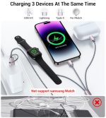 Temdan for Travel Essentials,3 in 2 USB C Cable for Apple Watch Charger/iPhone 17 Charger/Lightning,Multi Charging Cable Cord,Vacation Camping Essentials,Portable Designed for iWatch &iPhone 16-12-4FT - Image 4