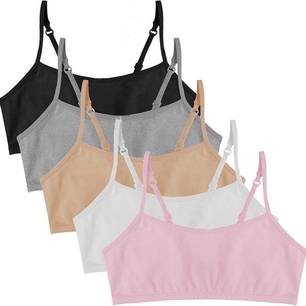 Popular Cotton Girls Training Bra - Crop Cami Training Bras for Girls with Adjustable Straps. Cotton Bra Pack.